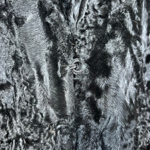 Vintage Custom Persian Lamb Broadtail Coat 1950s? Large? Bell Sleeves Mid Length - Picture 6 of 16